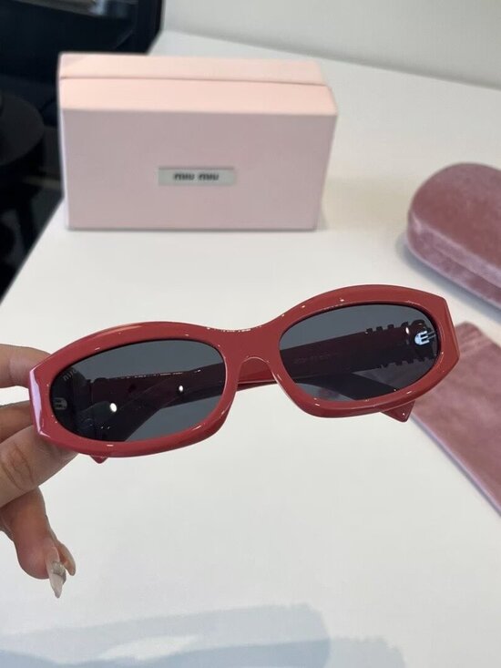 Miu Miu Red Oval Sunglasses with Dark Lonses main image 8